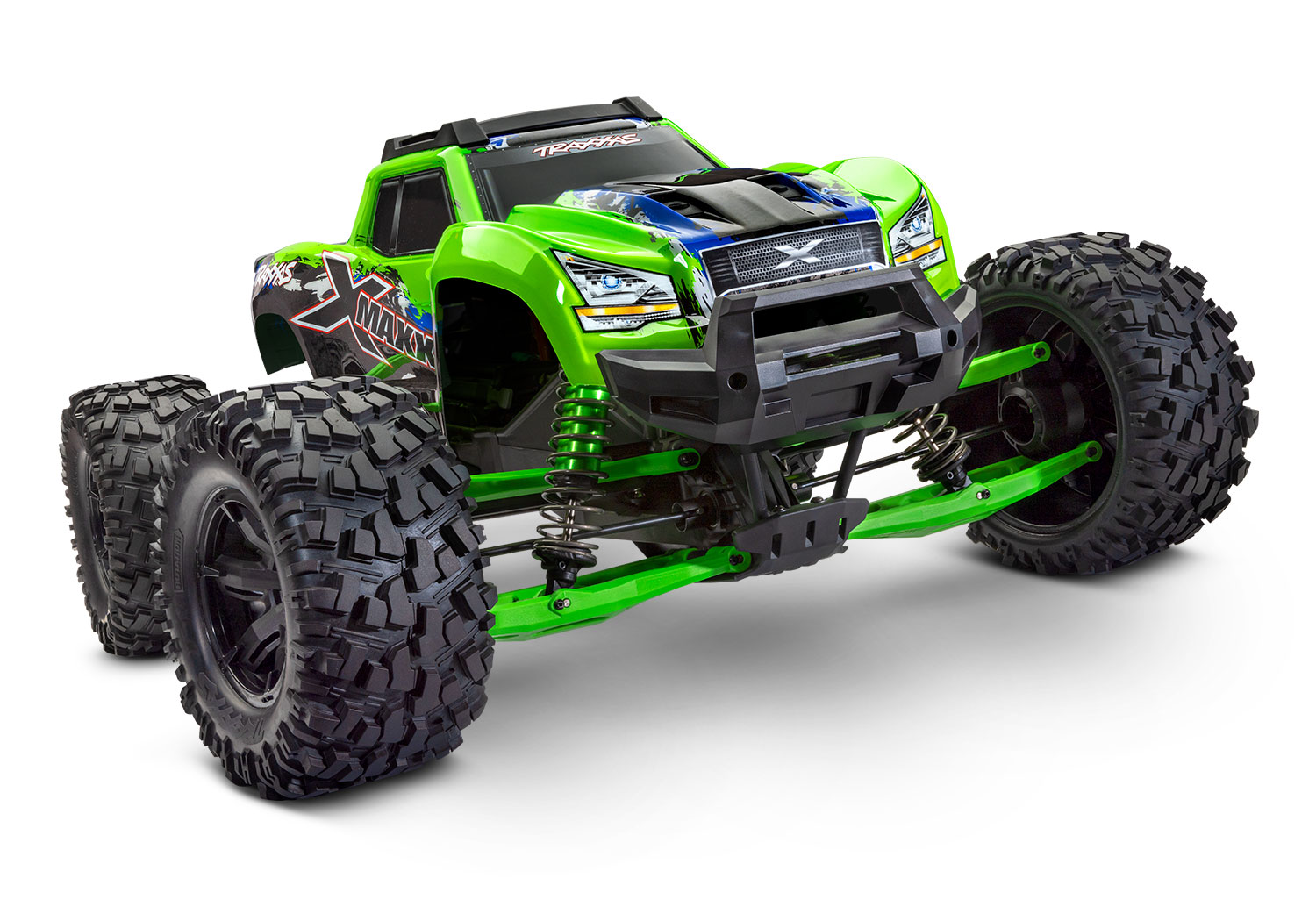 7895G Suspension kit, X-Maxx® WideMaxx®, green (includes front & rear suspension arms, front toe links, driveshafts, shock springs)