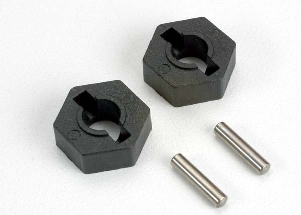 4954 [PRE-ORDER] Wheel hubs, hex (2)/ axle pins (2.5x12mm) (2)