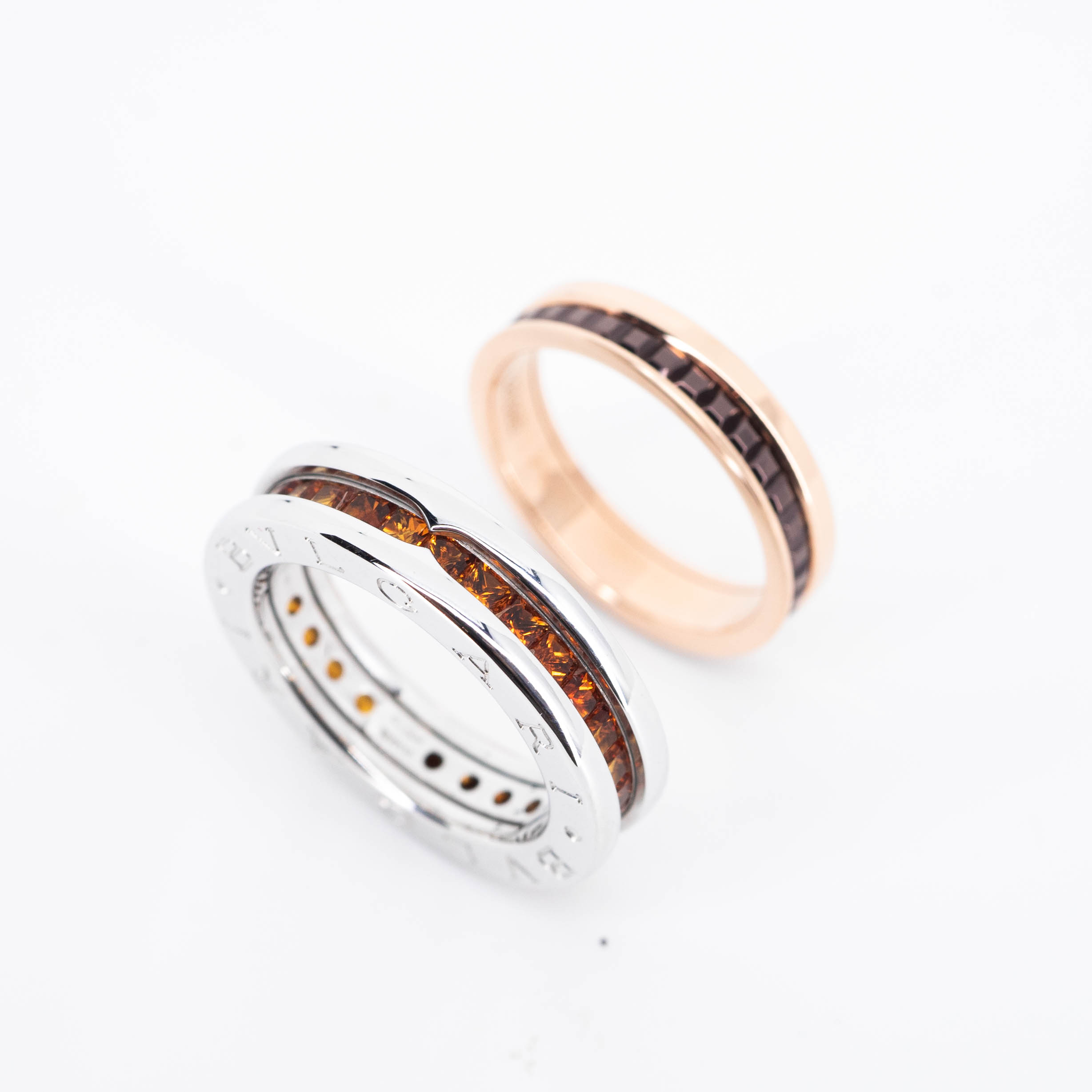 **สำหรับไซส์นิ้ว 48-49** แหวน Boucheron Quatre Classique band in Brown PVD and 18K Pink Gold ทองชมพู18K x แหวน Bvlgari B.zero1 1band with Orange Garnet ทองคำขาว18K