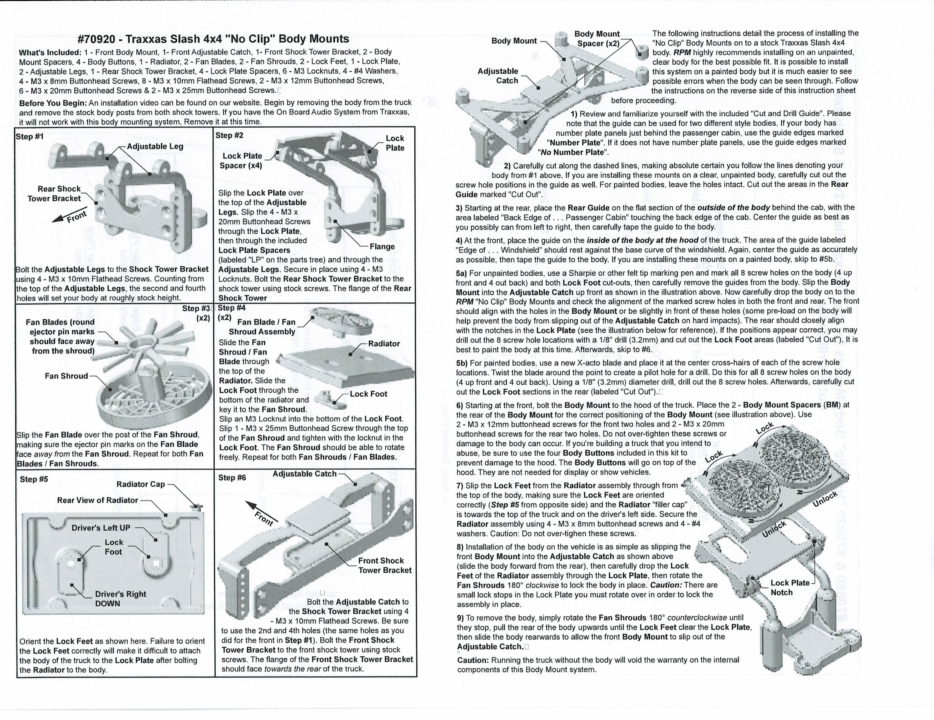 RPM-70920 “No Clip” Body Mounts for the Traxxas Slash 4X4