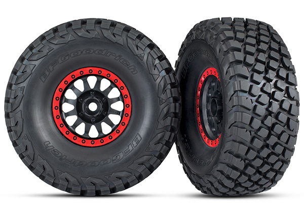 8474 Tires and wheels, assembled, glued (Method Race Wheels, black with red beadlock, BFGoodrich® Baja KR3 tires) (2)