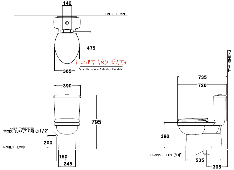 COTTO C13330 สุขภัณฑ์ แบบสองชิ้น 3/4.5 ลิตร รุ่น SELLA