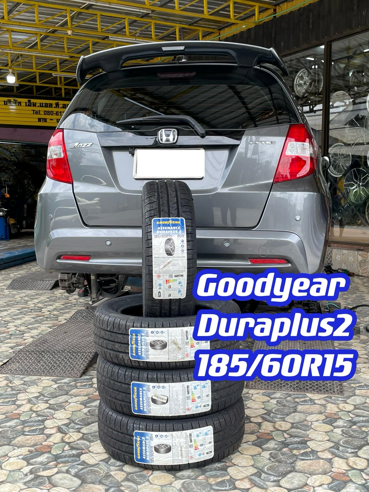 #HONDA JAZZ #Goodyear_Duraplus2 185/60R15 ราคาโปรโมชั่นพิเศษ 4 เส้น