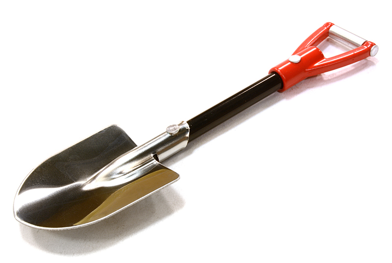 INT-C26531REDBLACK Realistic Scale Model Billet Machined D-Handle Utility Shovel 1/10 Size