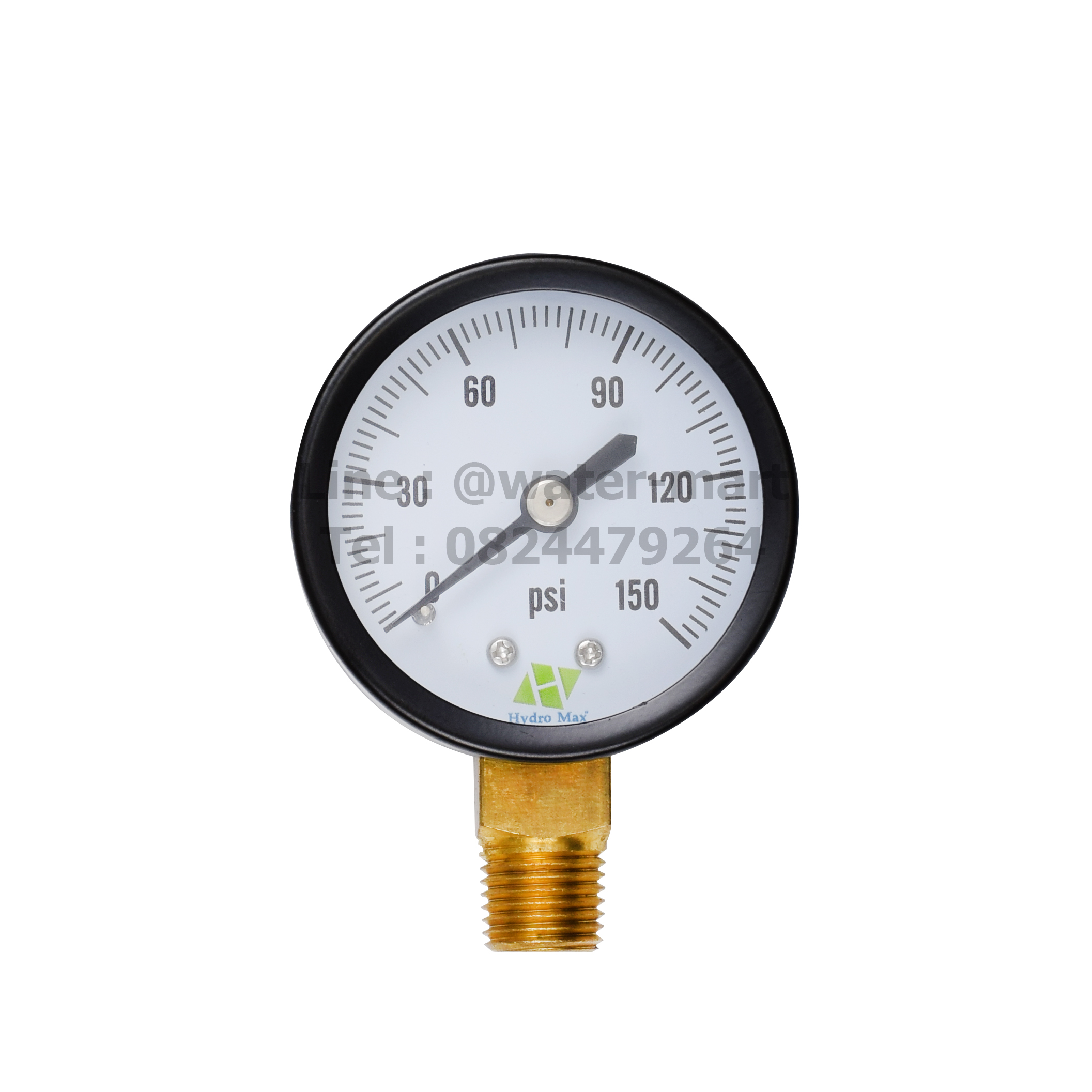 เกจวัดแรงดันแบบแห้ง Pressure Gauge 0-150 PSI (10 BAR) หน้าปัดขนาด 2.5 นิ้ว เกลียวออกข้างขนาด 2 หุน