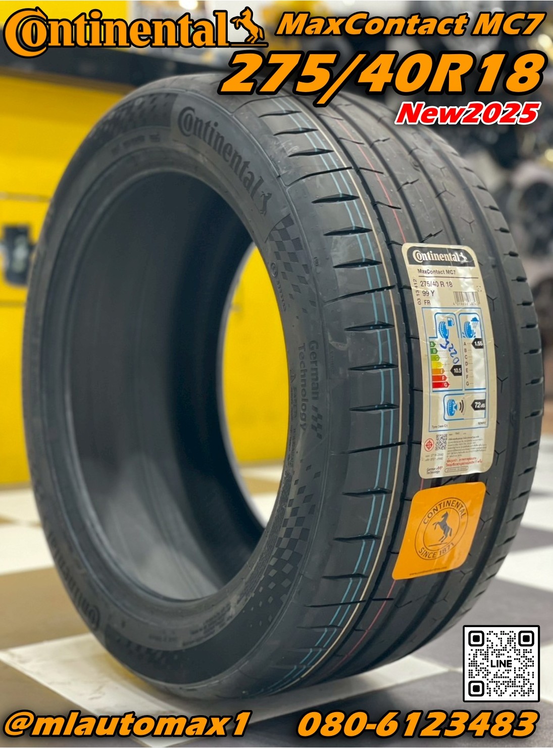 🛞 Continental MaxContact MC7 ขนาด 275/40R18 ยางใหม่ปี2025