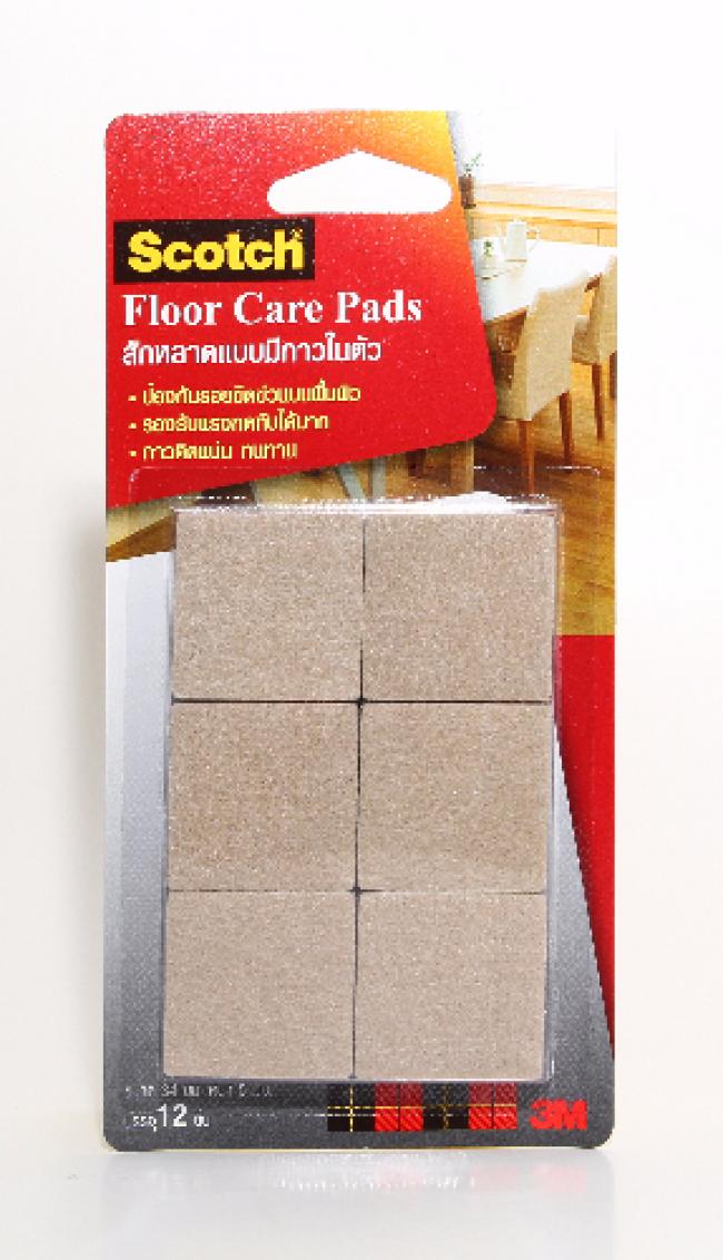 Scotch® Floor Care Square Beige 34MM (12 PCS/CARD) สก๊อตซ์® สักหลาดรองขาโต๊ะ แบบมีกาวในตัว ขนาด 34 มม. สีเบจ (สี่เหลี่ยม)