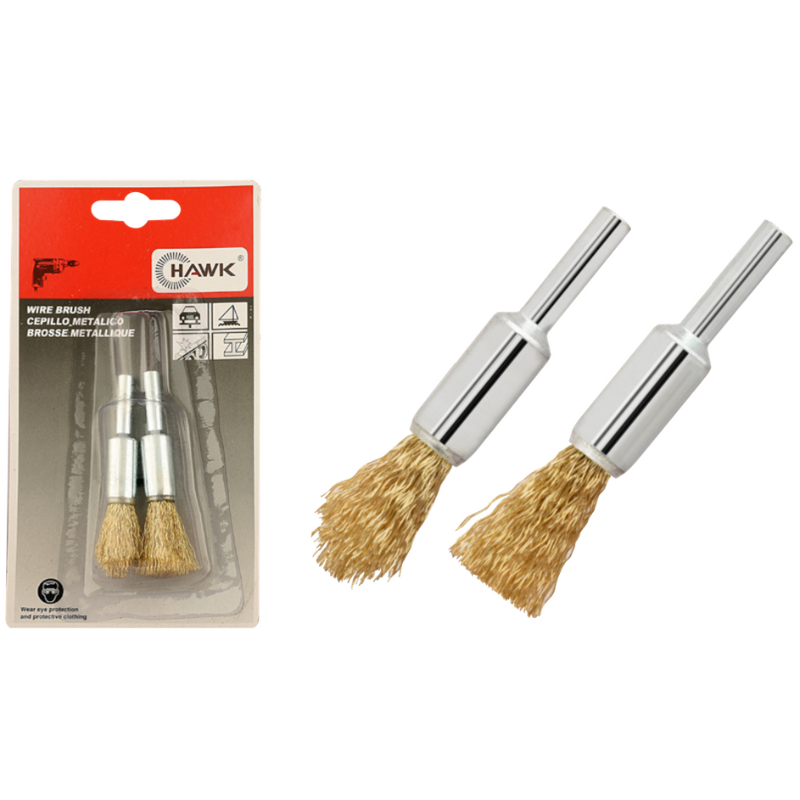 แปรงภู่กันลวดสีทอง 2 ตัวชุด ขนาด 12mm. แกน 1/4" รุ่น 509061-9109 HAWK
