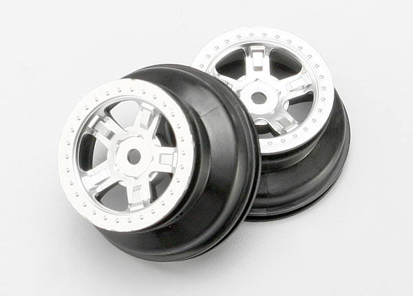 7072 Wheels, SCT satin chrome, beadlock style, dual profile (1.8" inner, 1.4" outer) (2)