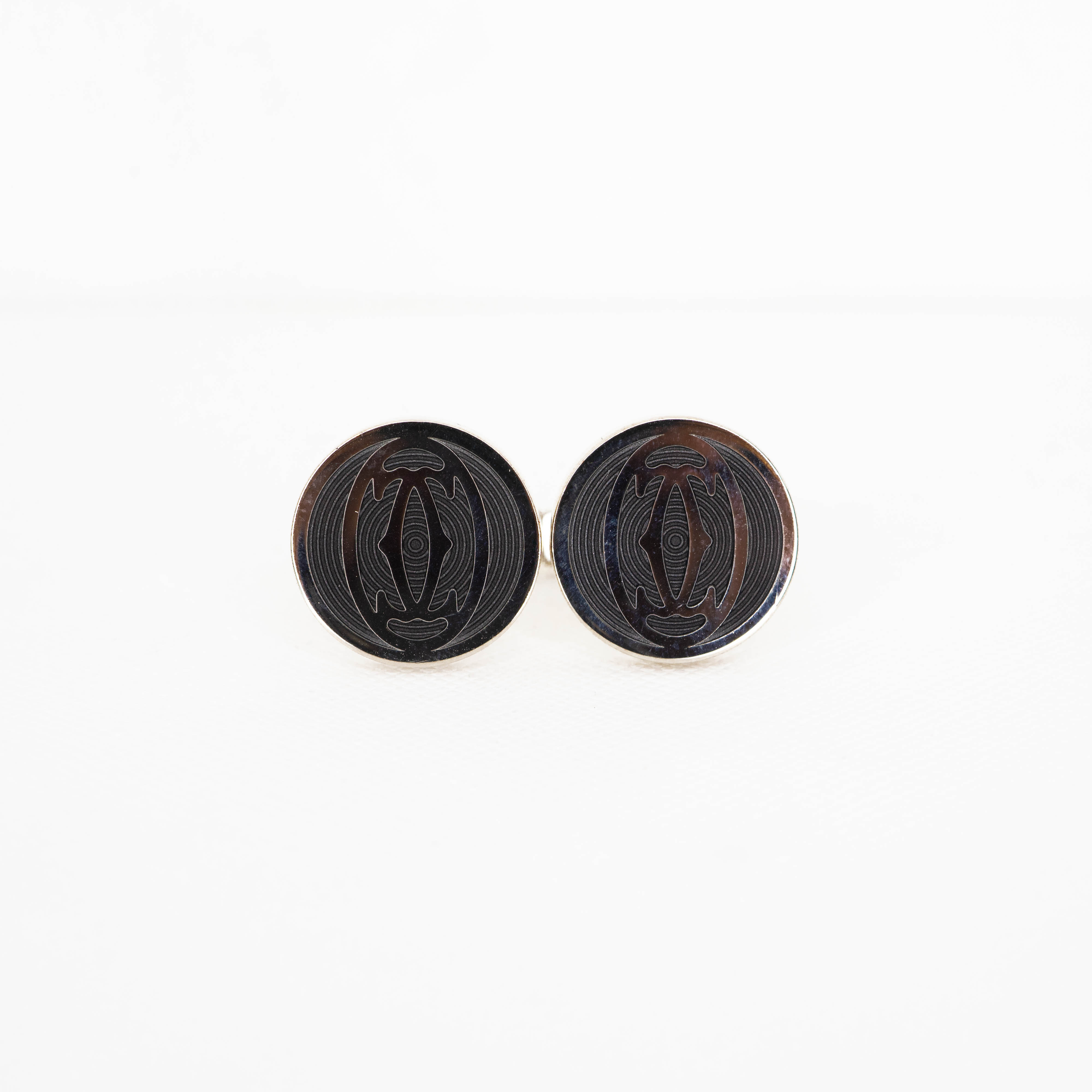 กระดุมข้อมือ Cartier Double C Logo Decor Cufflinks 925 (Used) +กล่องและการ์ด2022