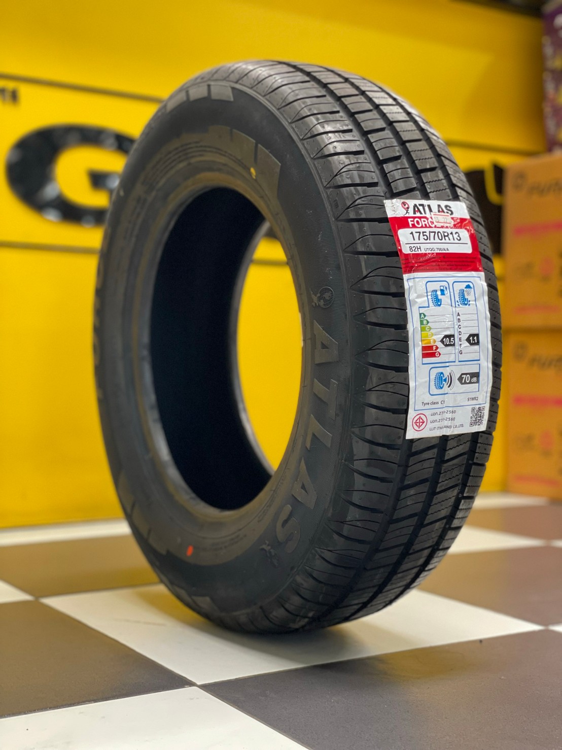 ยางเข้าใหม่!!! ยางขอบขาวแท้ ขอบ13 Atlas Tires 175/70R13 ยางใหม่ปี2022