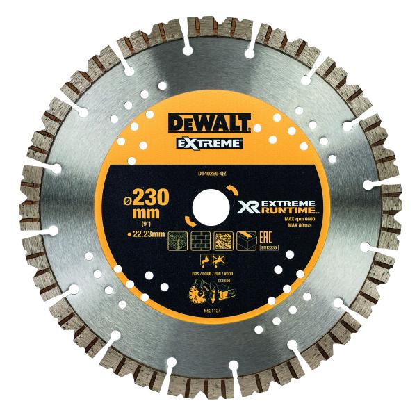 ใบตัดคอนกรีต 230มม. (9 นิ้ว) สำหรับเครื่องตัด DCS690/DCS691 รุ่น DT40260-QZ DEWALT