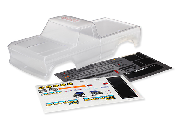 3660 Body, Bigfoot® No. 1, Officially Licensed replica (clear, requires painting)/ window masks/ decal sheet