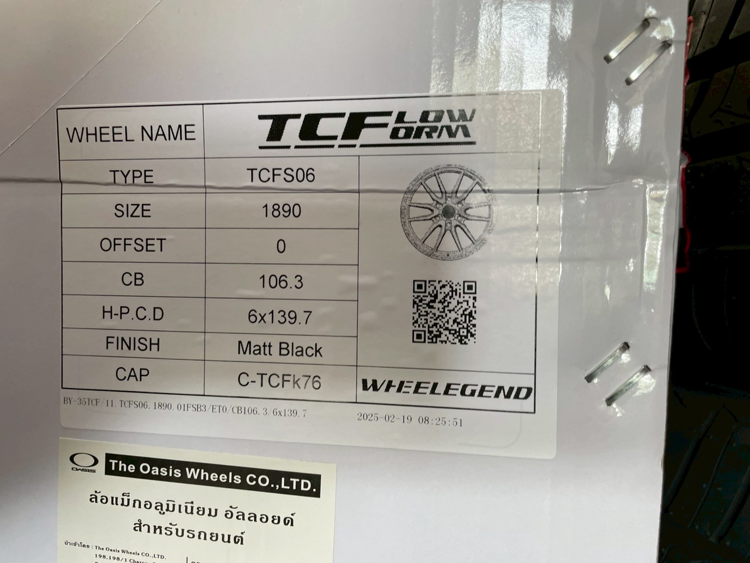 #ล้อแม็กซ์ขอบ18 #OASIS_WHEEL #TCFS06 #TCFlow Forming ขนาด18 ET0 6x139.7 MATT BLACK