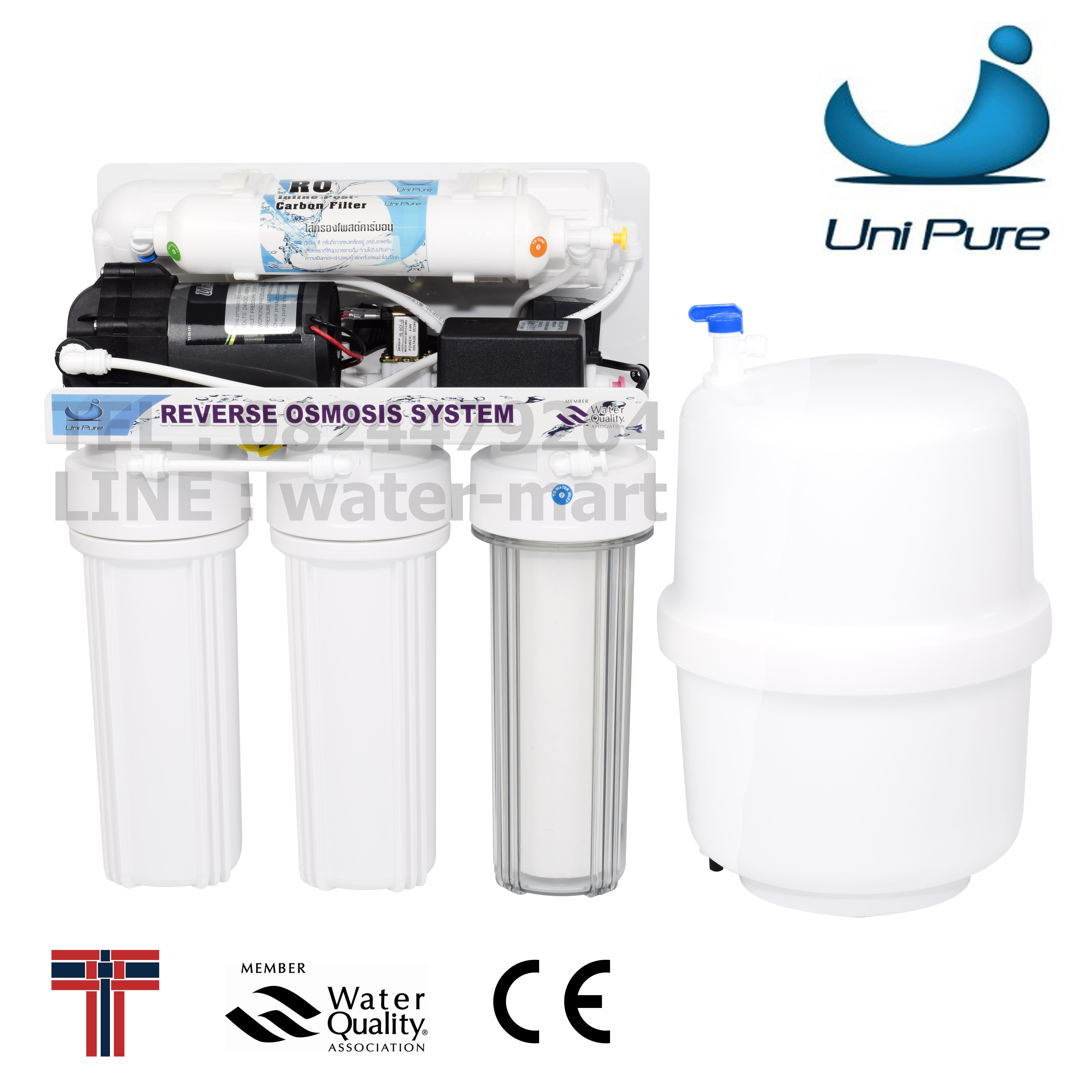 เครื่องกรองน้ำ 5 ขั้นตอนระบบ RO 75 GPD Uni Pure มี AUTO FLUSH