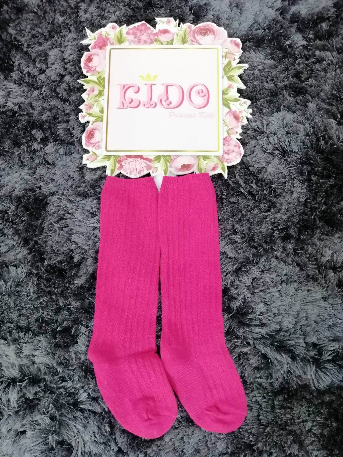 ถุงเท้าเด็ก*มีหน้าร้าน ตรงปก พร้อมส่ง*MC366 ถุงเท้ายาวสีบานเย็น สีพื้นมีลายในตัวผ้า ผ้านุ่มใส่สบาย