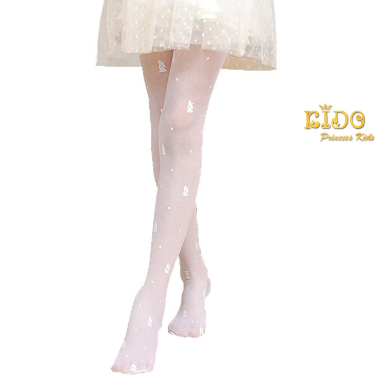 ถุงน่องเด็ก(หน้าร้านอยู่รัชดา)L065 สีชมพู เนื้อซีทรูมีลายกระต่ายน่ารักคะ