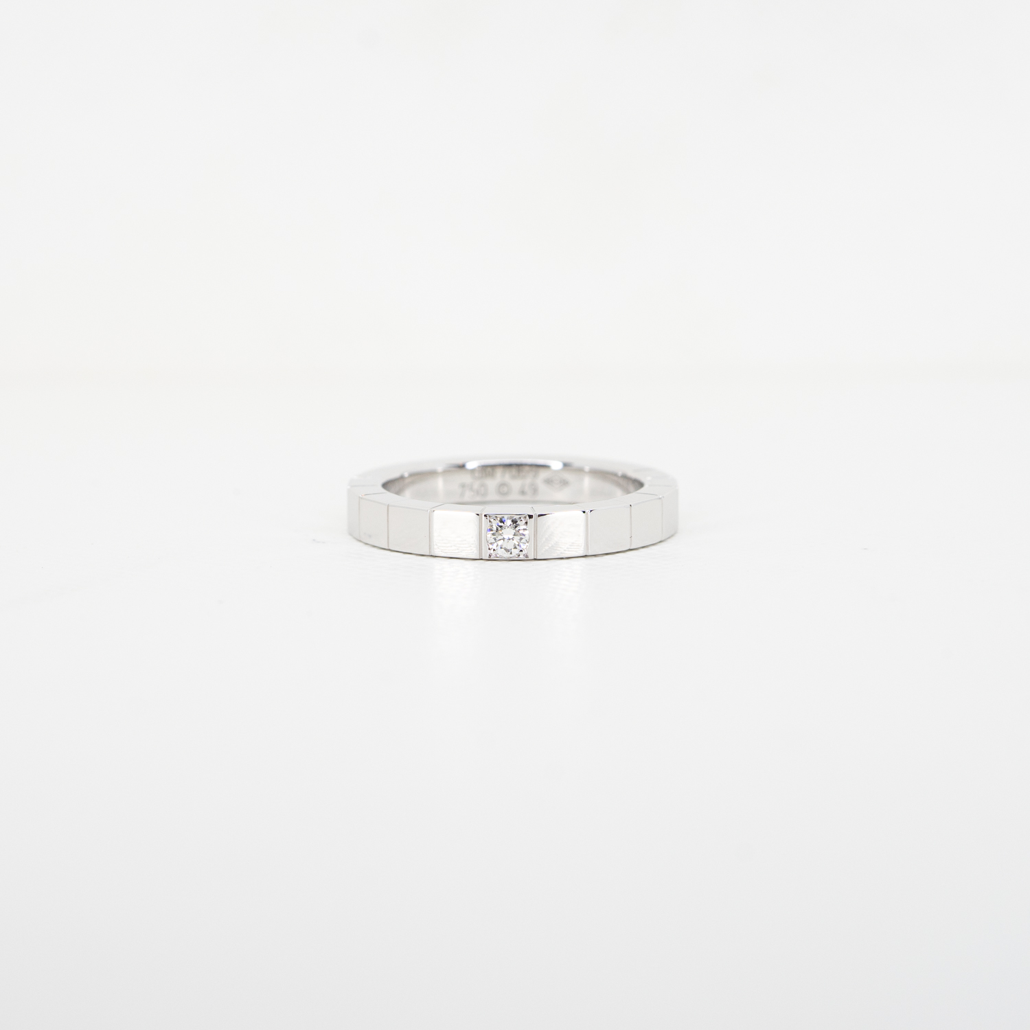 แหวน Cartier Lanieres 1diamond ทองขาว18K ไซส์ 49# (Used)