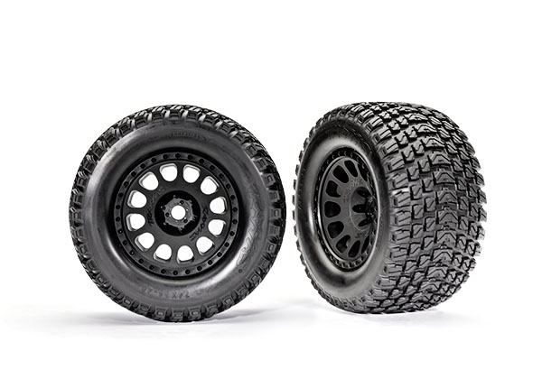 7872 Tires & wheels, assembled, glued (XRT™ Race black wheels, Gravix™ tires, foam inserts) (left & right)
