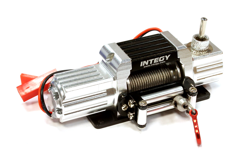 INT-C25579SILVER Billet Machined T7 Realistic High Torque Mega Winch for Scale Rock Crawler 1/10