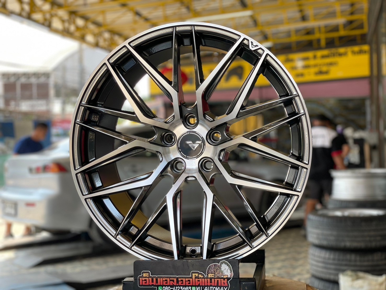 ล้อแม็กซ์ VorsteinerVFF107 (MF-1202) ล้อแม็กซ์ใหม่ขอบ19 หน้า 8.5 ET38 5x113 หลัง 9.5 ET38 5x113 สีดำขอบเงา (HBFP)