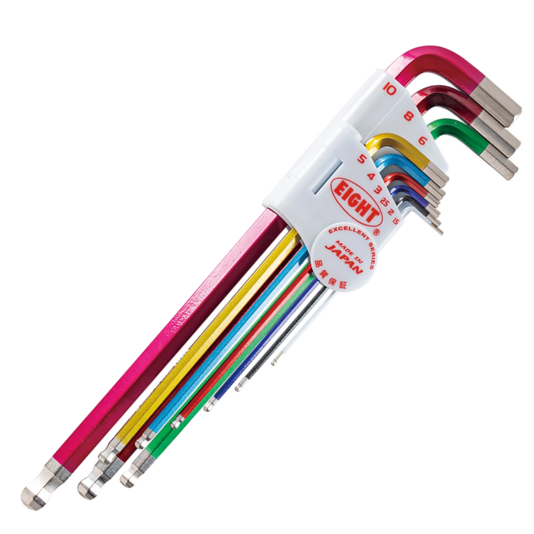 ชุดประแจหัวบอลเตเปอร์ ยาว แบบชุบสี 9 ตัวชุด No.TLC-S9N EIGHT