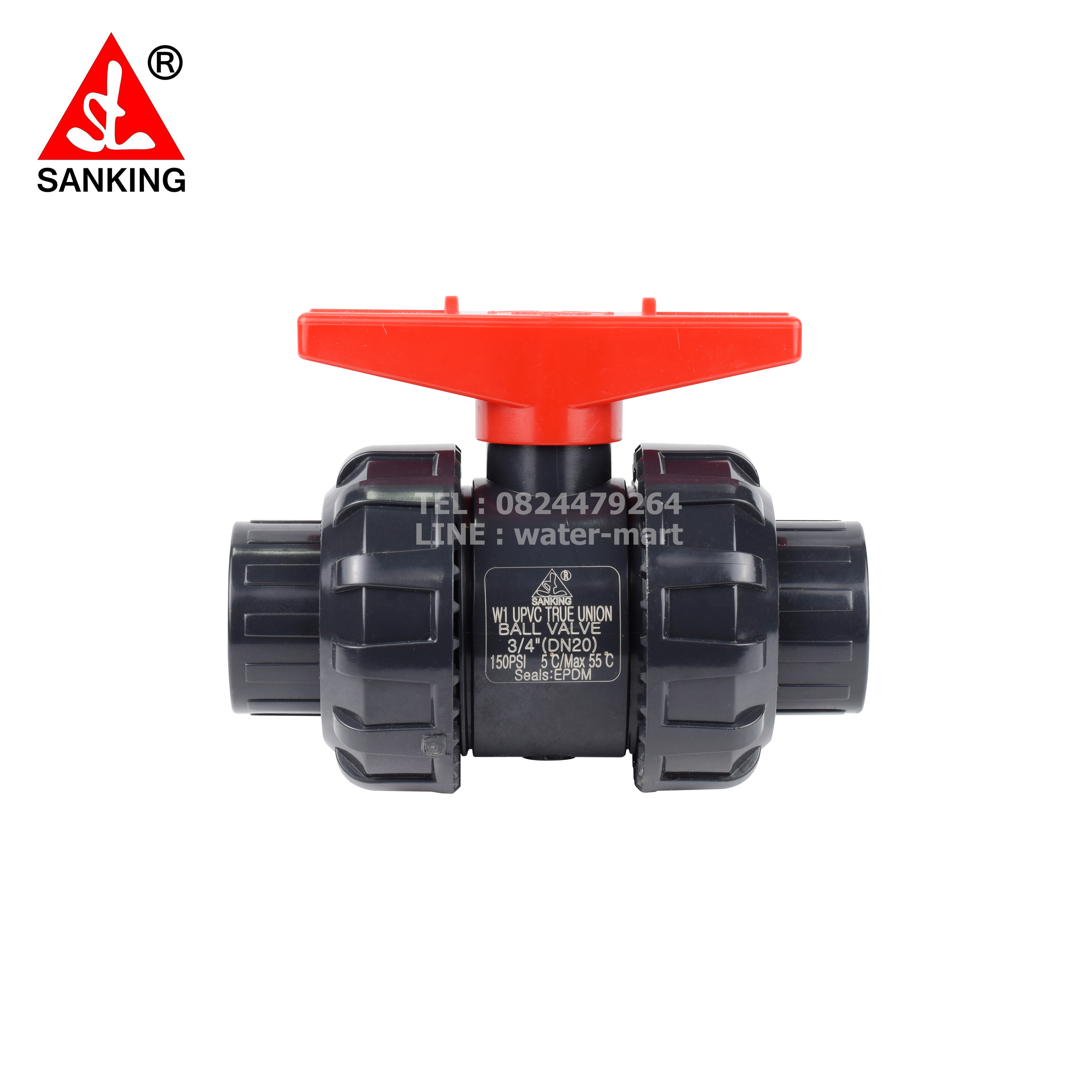 SANKING UPVC TRUE UNION BALL VALVE ขนาด 3/4 นิ้ว บอลวาล์วยูเนี่ยน, ดับเบิ้ลยูเนี่ยนบอลวาล์ว ยูพีวีซี