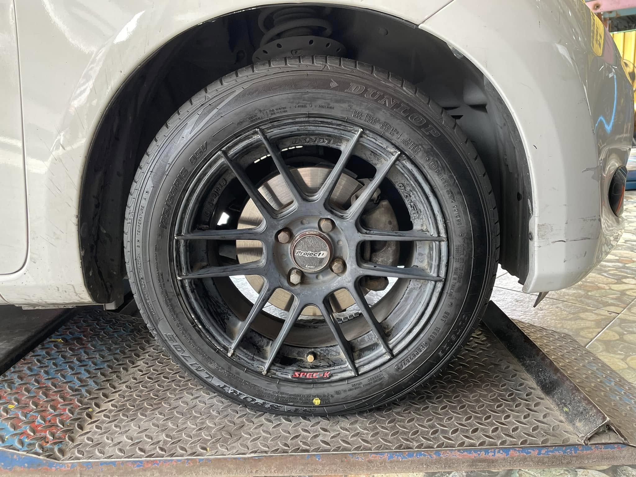 🛞❤️ #HONDA_JAZZ 🚘เปลี่ยนยาง 🛞🐘#DUNLOP_LM705_195/55R15 ❤️ 🛞 #บริการตั้งศูนย์ล้อ🛠