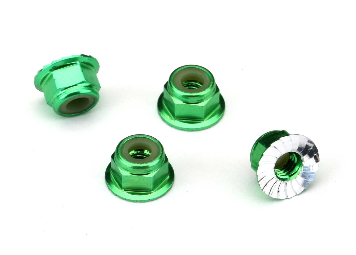 1747G 4 mm Green Aluminum Lock Nuts (4)