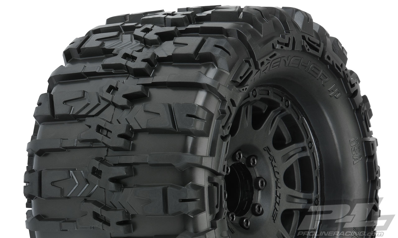 PRO-10155-10 Trencher HP 3.8" All Terrain BELTED Tires Mounted for 17mm MT Front or Rear, Mounted on Raid Black 8x32 Removable Hex 17mm Wheels