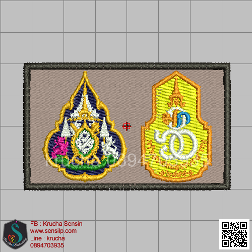 ไฟล์บล็อคปัก เข็มครองราช + 60 พรรษา 2 หลายสี (พื้นกากีสีผ้าไม่ลงไหม)
