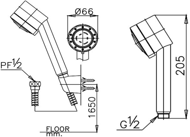COTTO S41(HM) ฝักบัวพร้อมสาย 3 ฟังก์ชั่น