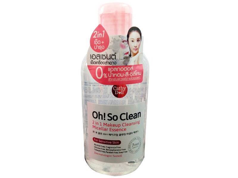 Cathy Doll Oh! So Clean 2 in 1 Makeup Cleansing Micellar Essence 260ml. เอสเซนต์ เช็ดเครื่องสำอาง