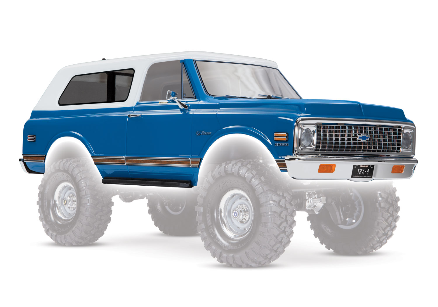 9111X Body, Chevrolet Blazer (1972), complete (blue) (includes grille, side mirrors, door handles, windshield wipers, front & rear bumpers, decals)