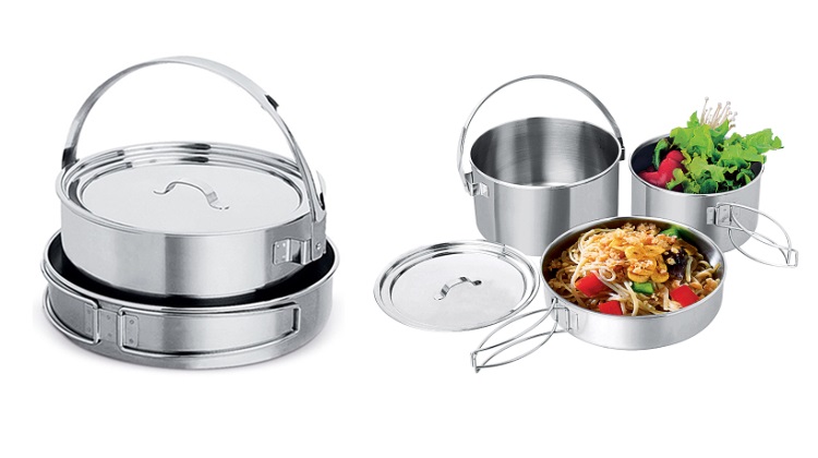 184211 ชุดCamping II กล่องข้าว+กระทะ สเตนเลส ตราหัวม้าลาย