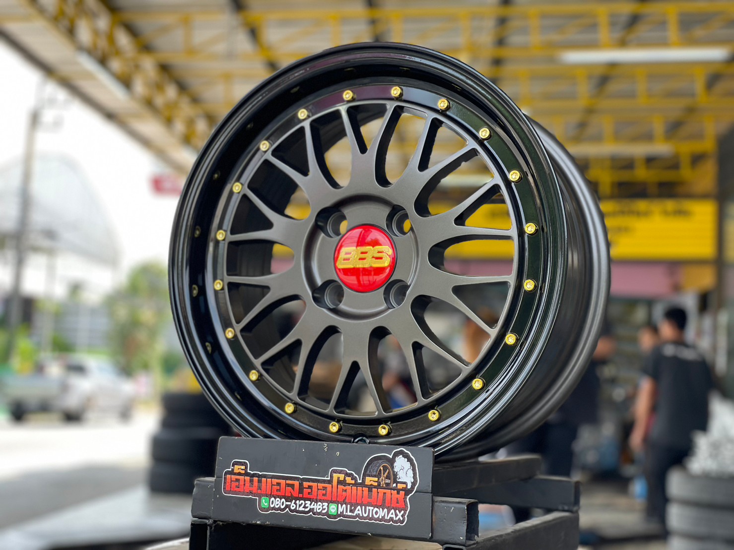 ล้อแม็กซ์ใหม่ BBS LM ขอบ15 15x6.5 ET35 4x100 สีเทากัน ขอบดำเงา หลุดสีทอง