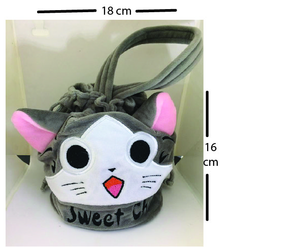 กระเป๋าแมวจี้ใบเล็กรูดปิดบน ตั้งได้