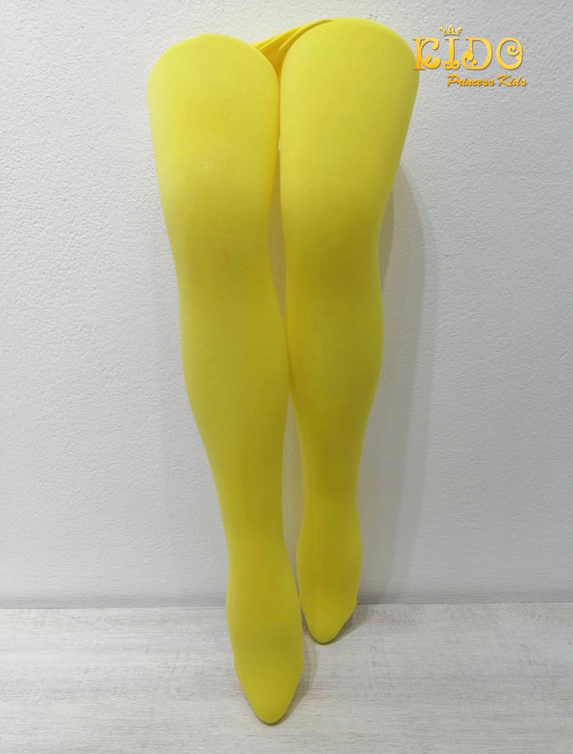 ถุงน่องเด็ก(หน้าร้านอยู่รัชดา)L018 สีเหลือง แบบเรียบผ้าทึบ