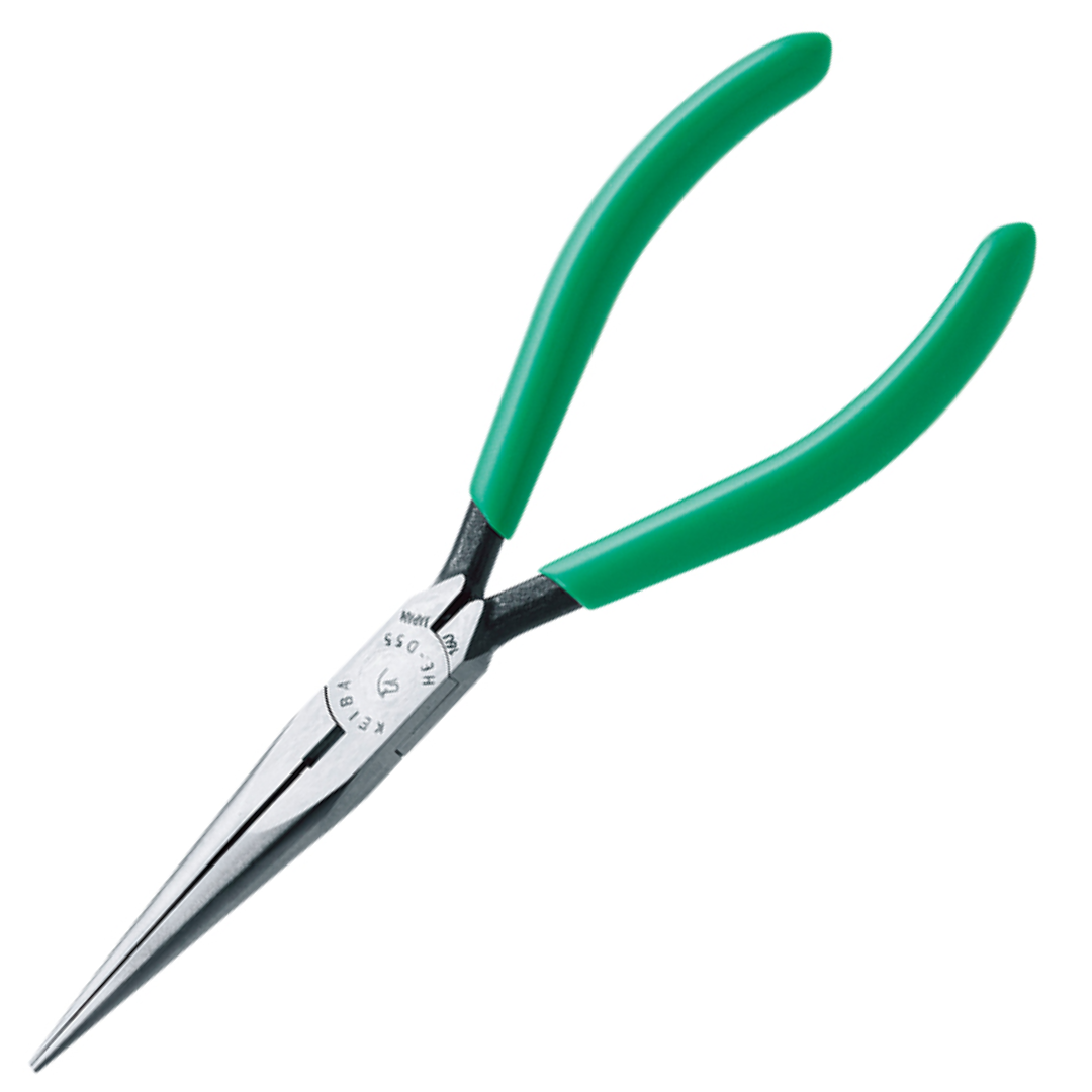 คีมปากแหลม ยาว มินิ ด้ามเขียว มีตัดลวด ขนาด 6" No.HE-D55 KEIBA