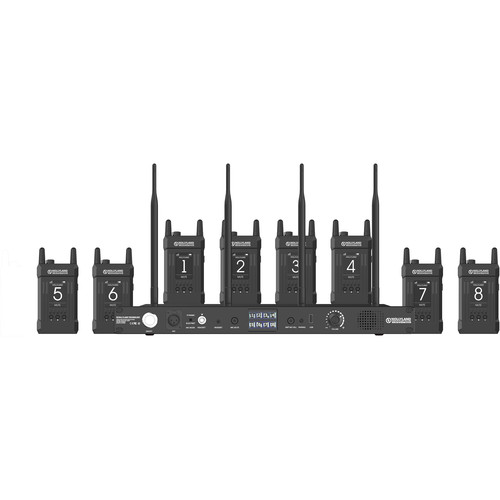 Hollyland Syscom 1000T-8B Full-Duplex Intercom System with Eight Beltpacks and Headsets