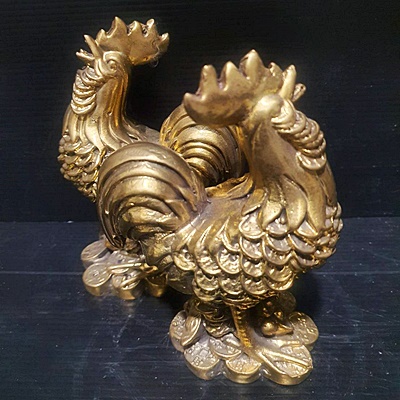 ไก่เศรษฐีคู่ เนื้อทองเหลือง ความสูง 4 นิ้ว