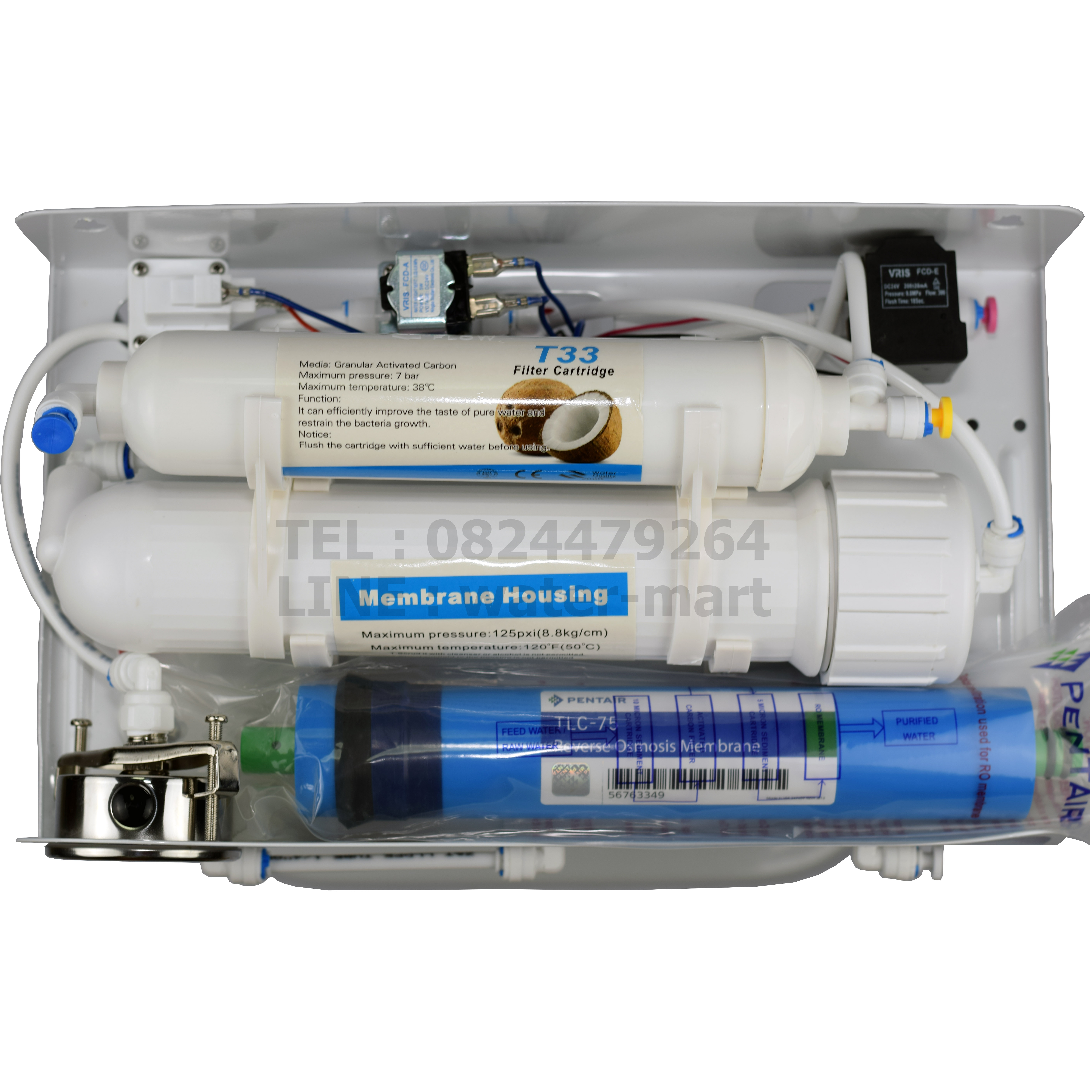 เครื่องกรองน้ำ 5 ขั้นตอนระบบ RO 75 GPD FAST PURE (STANDING WITH PRESSURE METER)