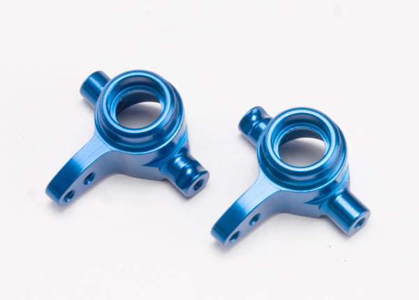 6837X Steering blocks, 6061-T6 aluminum, left & right (blue-anodized)