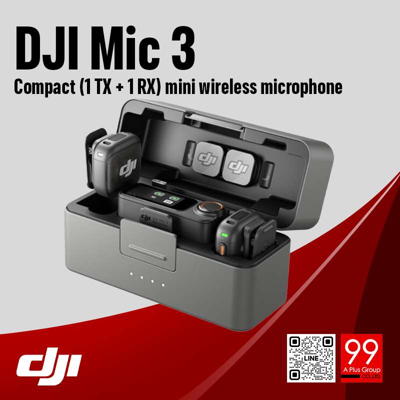 DJI MIC 3 - Compact (1 TX + 1 RX) mini wireless microphone