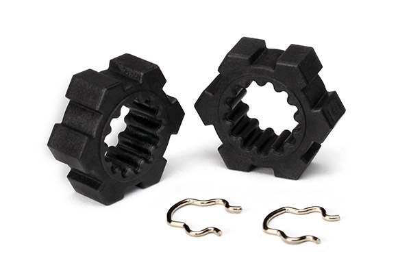 7756 Wheel hubs, hex (2)/ hex clips (2)
