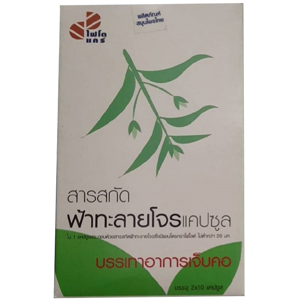 สารสกัดฟ้าทะลายโจรแคปซูล 20มก. (2แผงx10แคปซูล) ไฟโตแคร์ องค์การเภสัชกรรม