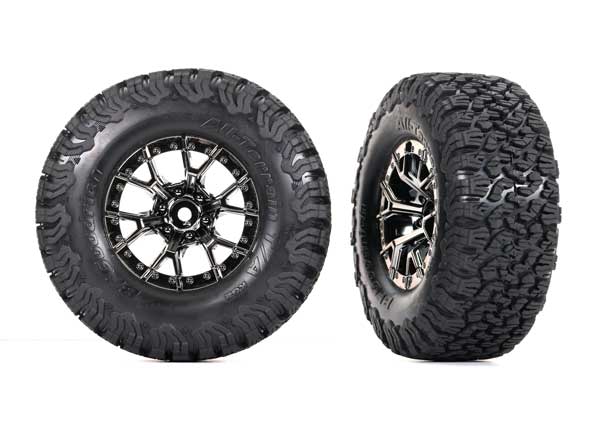 10187-BLKCR Tires & wheels, assembled, glued (Ford Raptor R black chrome wheels, BFGoodrich® All-Terrain™ T/A® KO2 tires, foam inserts) (2) (4WD front/rear, 2WD rear)