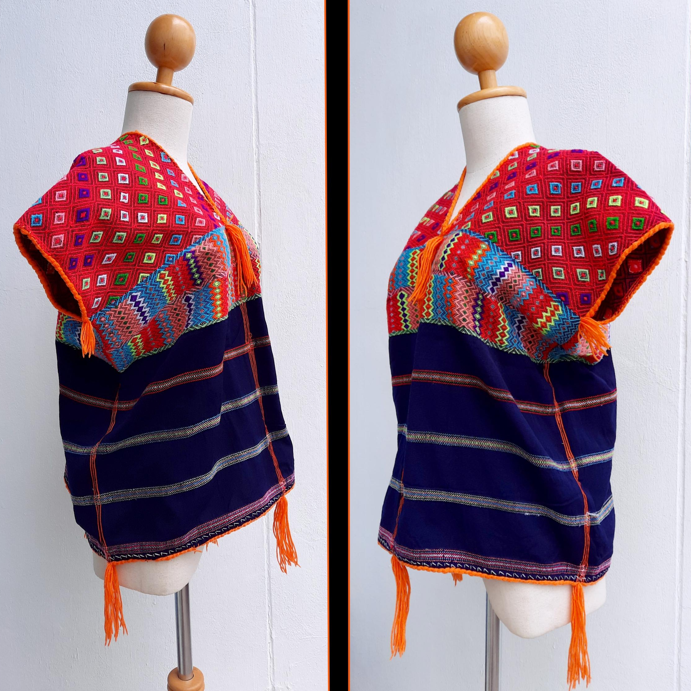 เสื้อกะเหรี่ยงโปว์ โทนแดง-ส้ม ปักแน่น