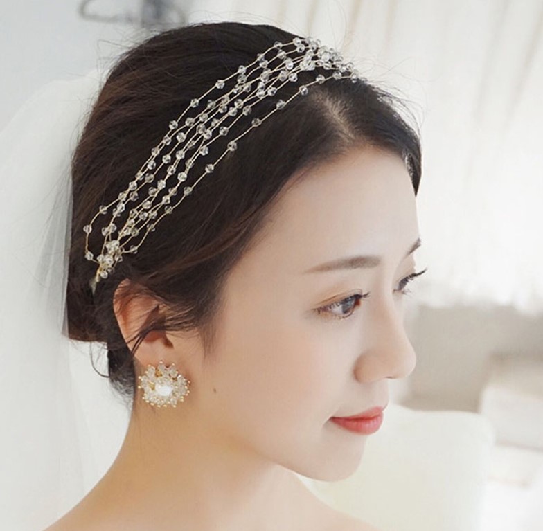 คาดผมเด็กหน้าร้านอยู่รัชดา)KF541 สีเงิน เส้นคาดผมมุกหลายเส้น ดีไซน์น่ารัก