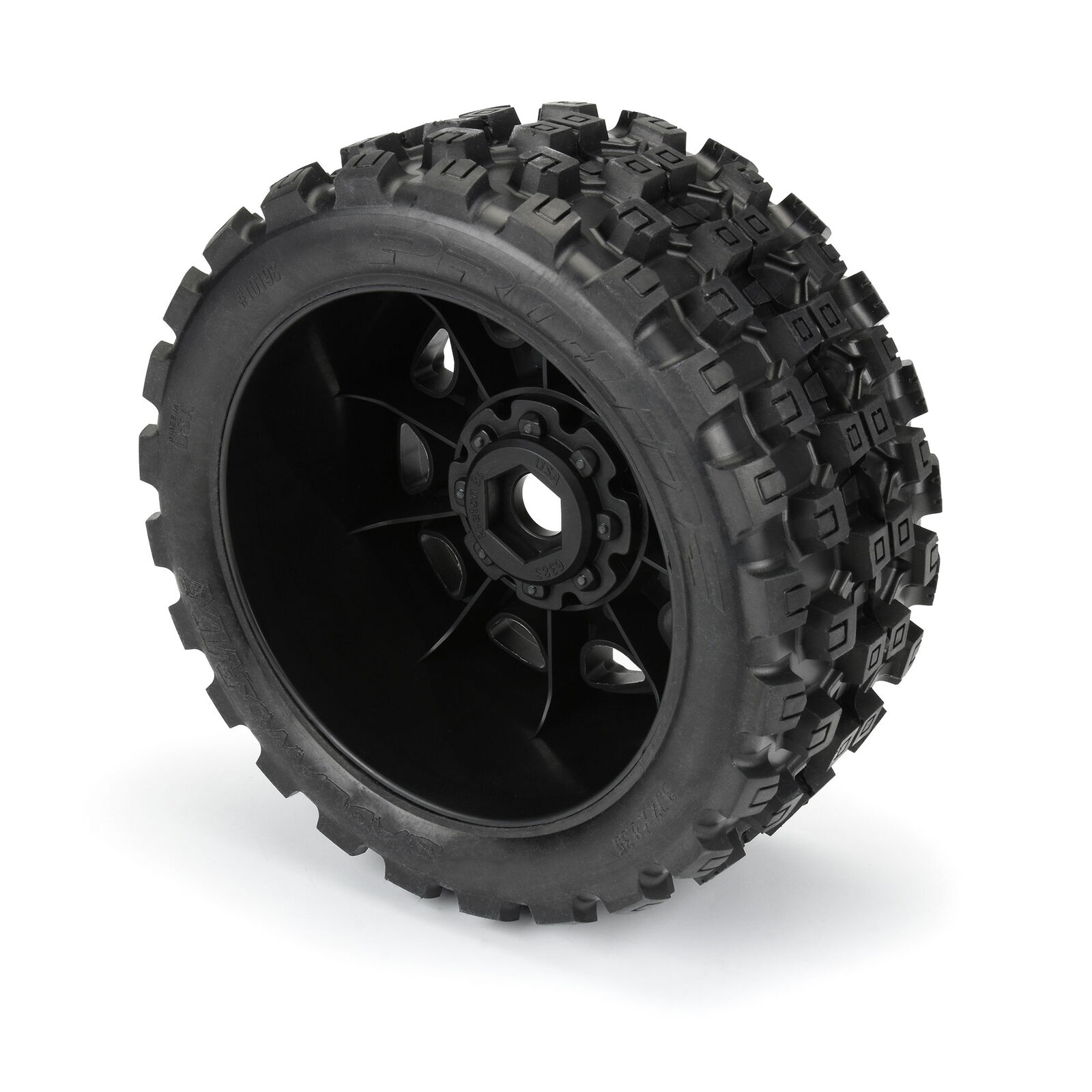 PRO1019811 1/6 Badlands MX57 Front/Rear 5.7” Tires Mounted on Raid 8x48 Removable 24mm Hex Wheels (2): Black